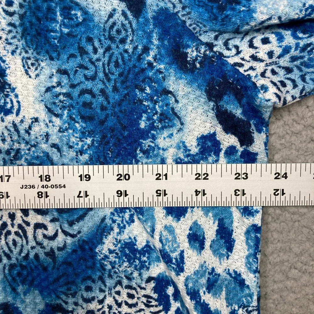 Ruby‎ Rd Tunic Top Womens XL Blue Animal Paisley Cowl Neck 3/4 Sleeve Sharkbite